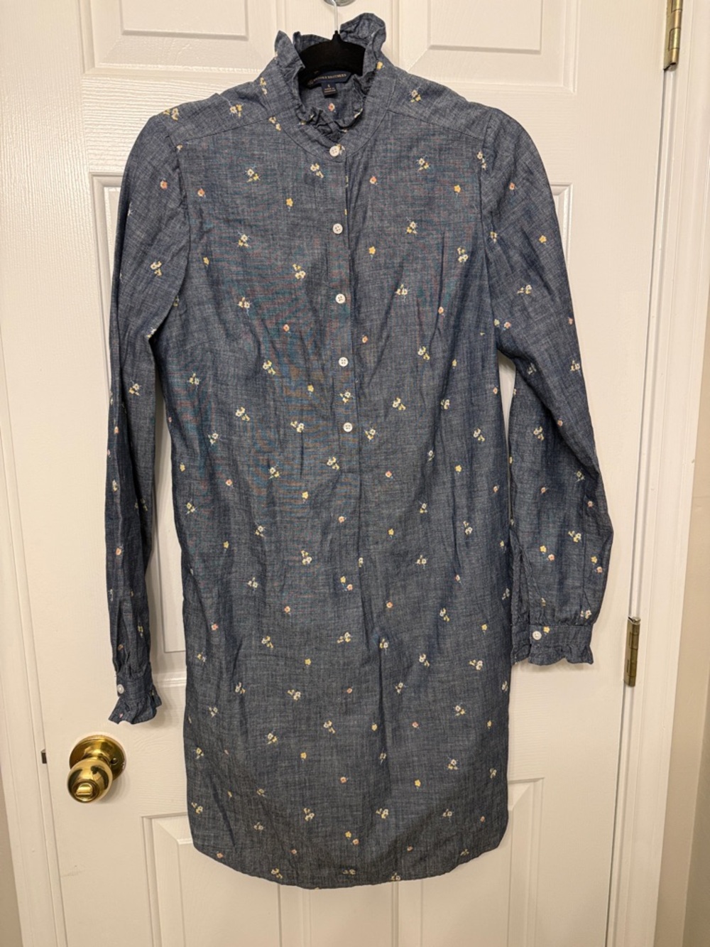 Brooks Brothers Blue Chambray Floral Button-Up 100% Cotton Dress
